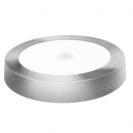 Downlight led sensor superficie redondo matel plata luz fria 6400k 1800lm ø230 mm