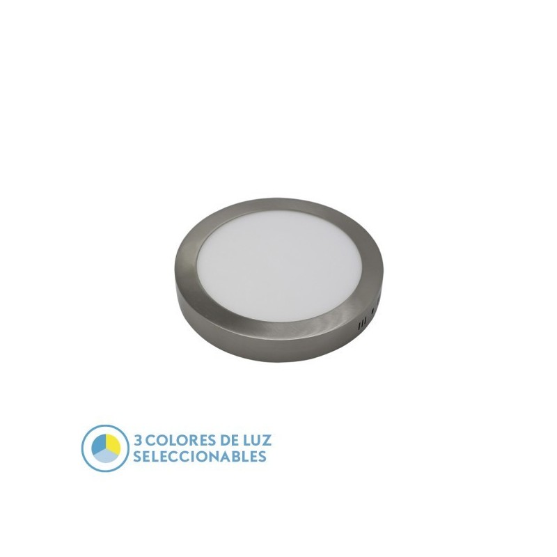 Downlight Superf.diorita 12w 3000k-4000k-6500k Niquel 1080lm 3,5x17x17 Cm