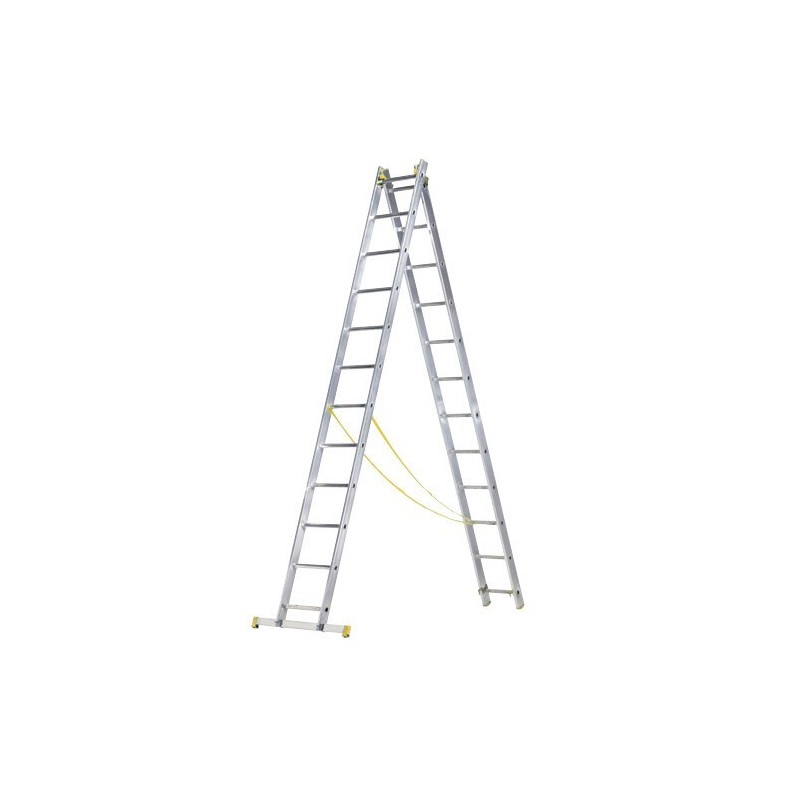 Escalera Aluminio 2 Tramos 7+7 Peldaños. Plegable, Antideslizante, Resistente