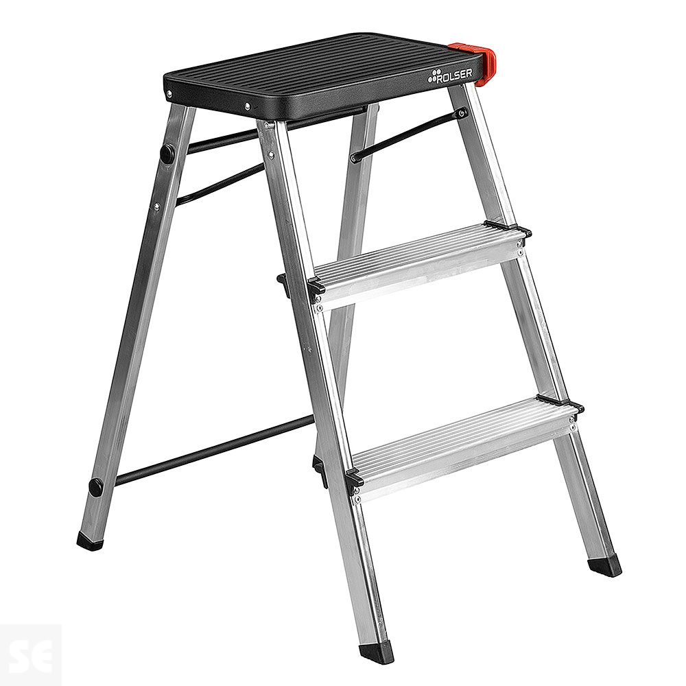 Escalera Taburete M/3 Negro 3 Peldaños