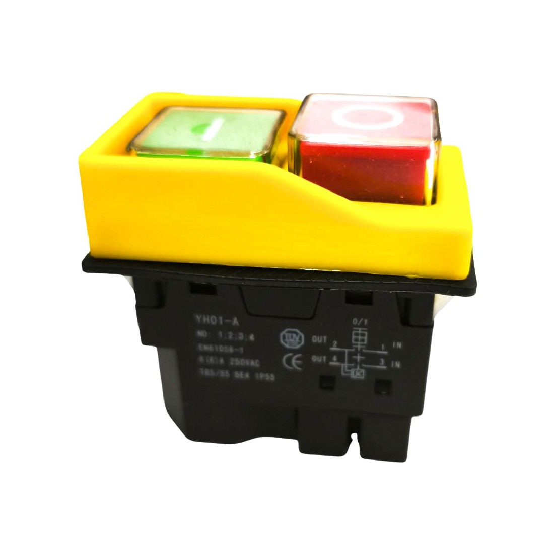 Interruptor marcha paro  KJD20-20 KJD17 Carcasa Amarilla YH01-A 347635 6A 250VAC