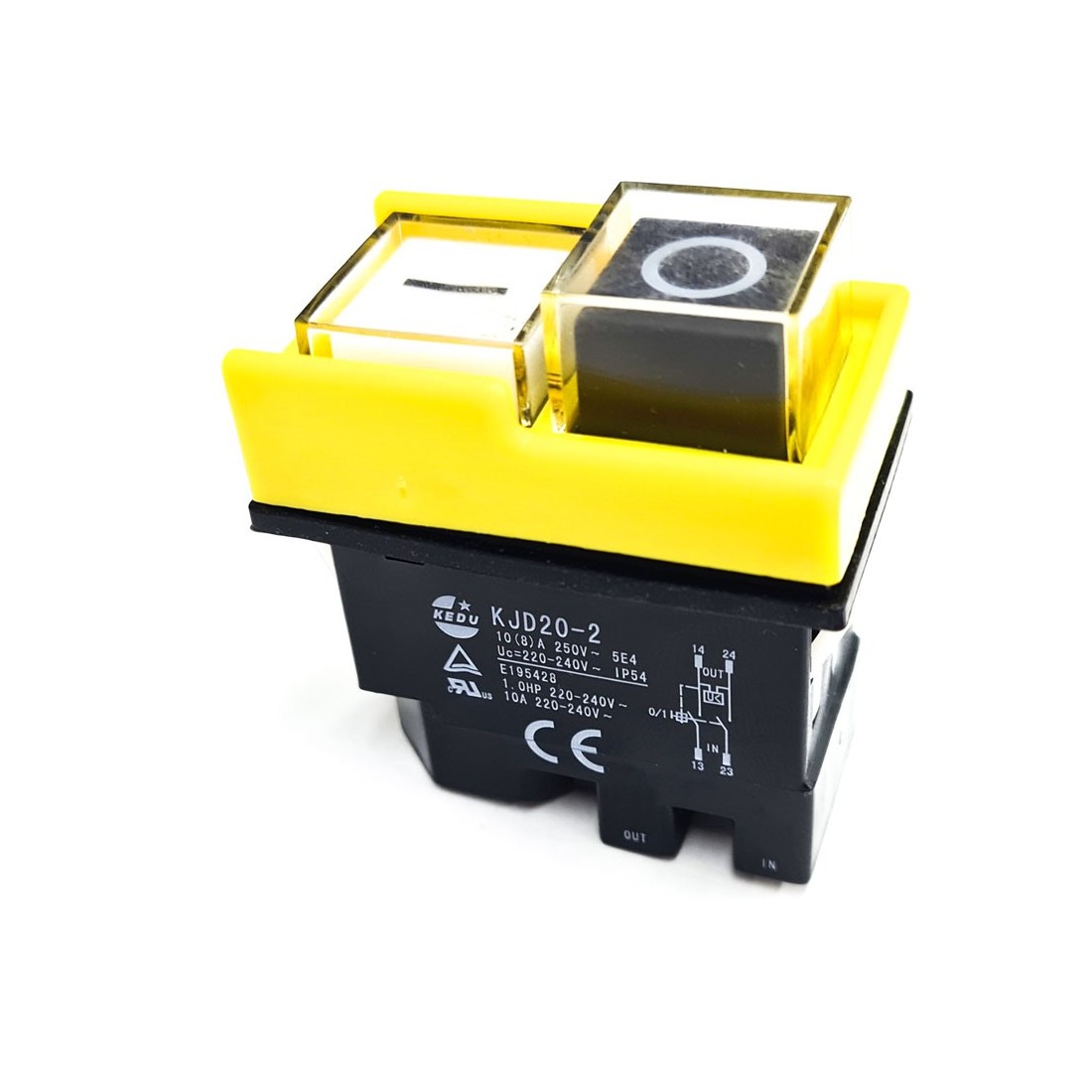 Interruptor pulsante KJD-020-2 medida de montaje 45x22mm negro-blanco Succo 4 conectores