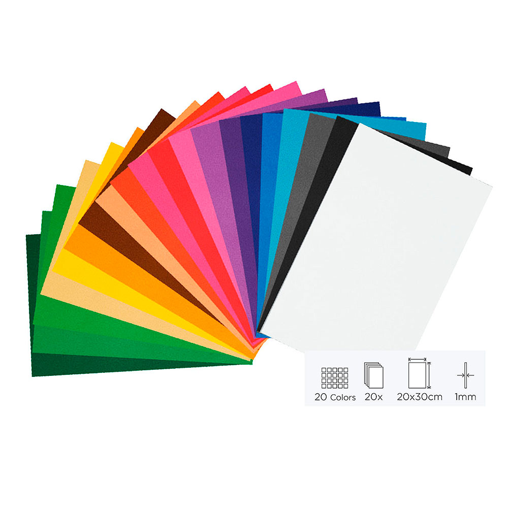 20 Láminas Goma Eva Colores 20x30cm.X1mm.