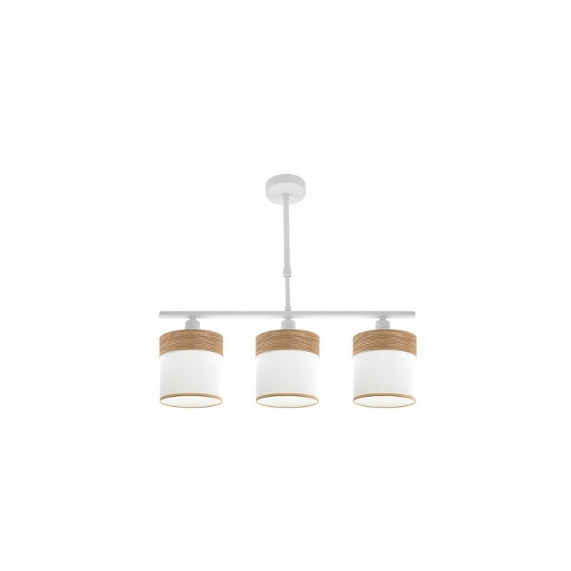 Lampara Cloe 3xe14 Blanca/blanca-madera Clara Regx55x14 cm