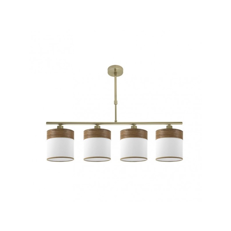 Lampara Cloe 4xe14 Cuero/blanca-madera Oscura Regx75x14 cm