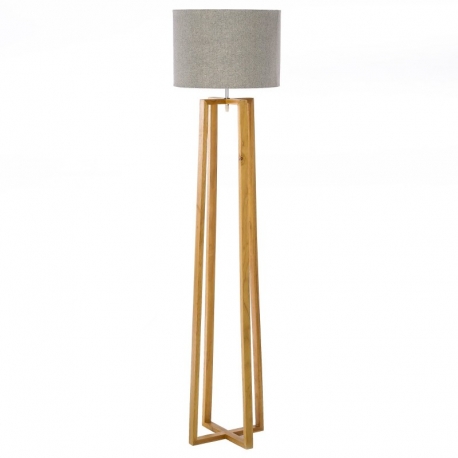 Lampara de pie caucho y madera