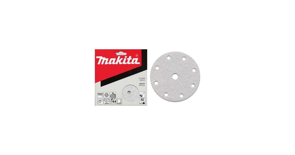 MAKITA papel de lija Velcro 150 mm 9 agujeros K180, 10 piezas P-37895