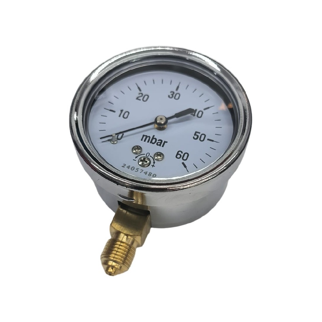 Manómetro indicador de presión de gas rango 0-60mbr rosca 1/4H