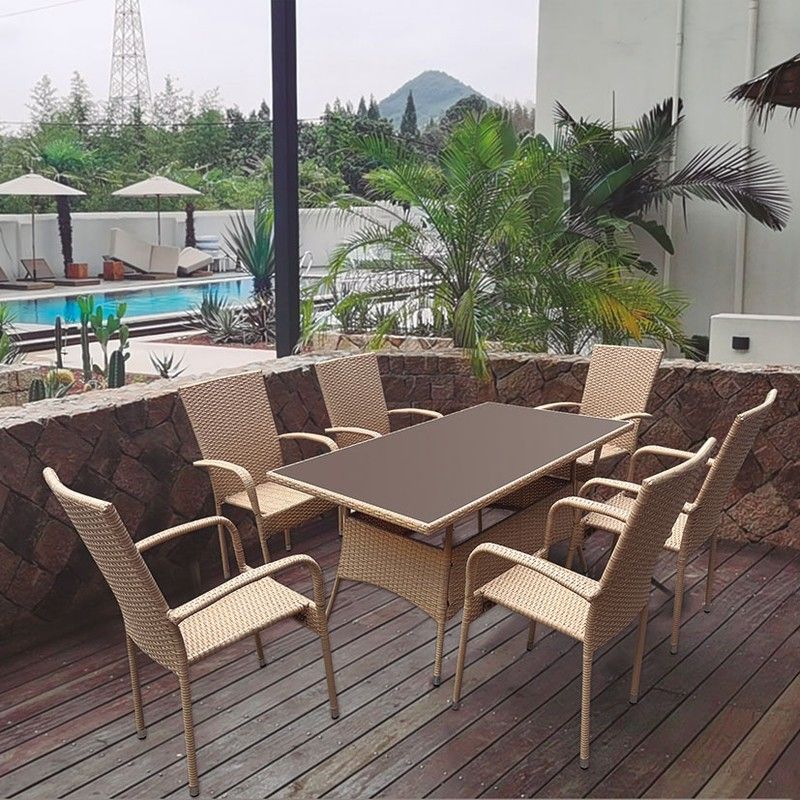 Mesa Acero/Ratán 150X85Xh74 Cm 8704N315