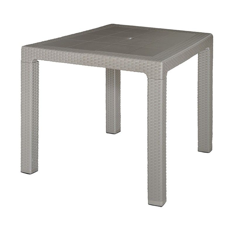 Mesa Imit.Ratan Resin 80X80Xh72 Cm.Taupe 877N8