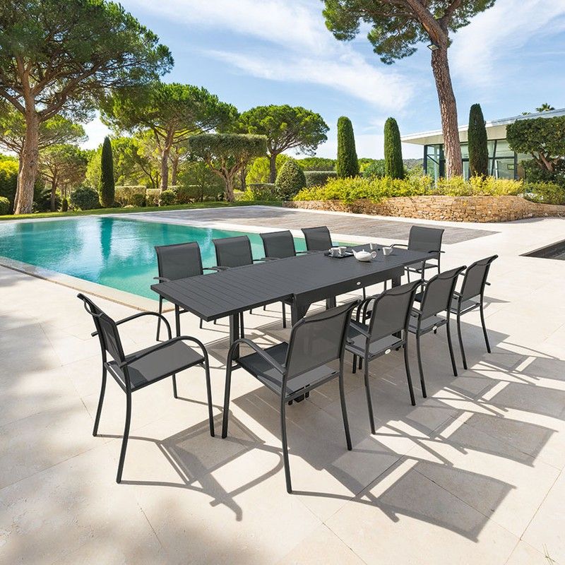 Mesa Exten.Alum. 90/180X90Xh75 Cm.Graf. 8704N402