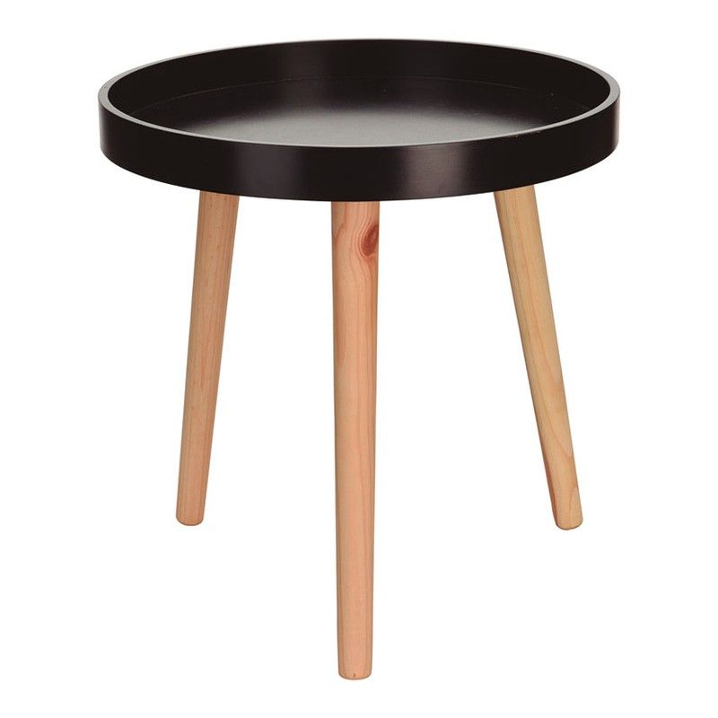 Mesa Madera Ø 39X40 Cm. Negro/Madera 555B936