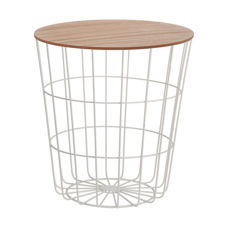 Mesa Madera/Acero Ø 39X41 Cm. Blanco 555B934