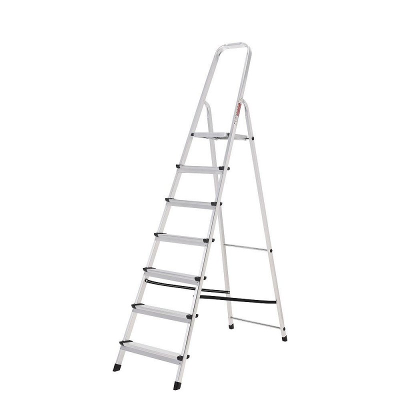 Oryx Escalera Aluminio 7 Peldaños Plegable, Uso doméstico, Antideslizante, Ligera y Resistente ORYX