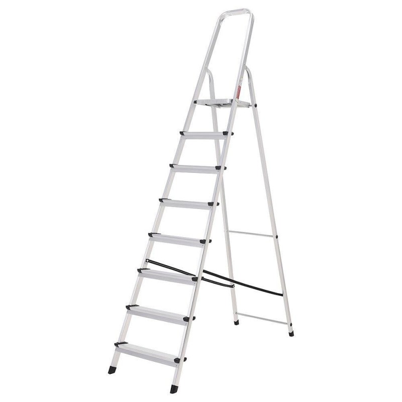 Oryx Escalera Aluminio 8 Peldaños Plegable, Uso doméstico, Antideslizante, Ligera y Resistente ORYX