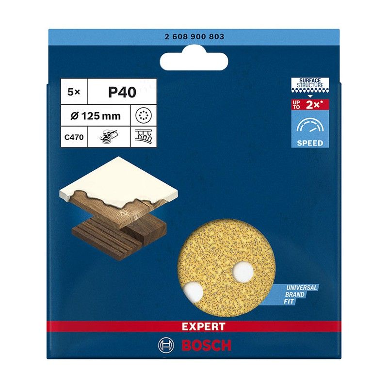 Papel Lija Excent.C470 125Mm 8P G40+5Uds 1413H159 Bosch