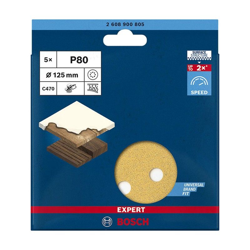 Papel Lija Excent.C470 125Mm 8P G80+5Uds 1413H161 Bosch