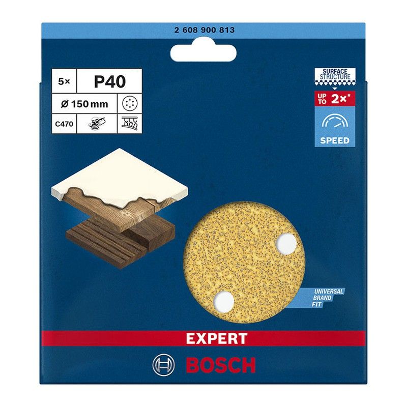 Papel Lija Excent.C470 150Mm 6P G40+5Uds 1413H162 Bosch