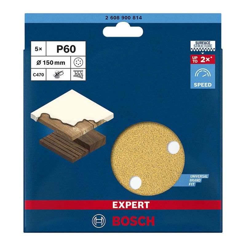 Papel Lija Excent.C470 150Mm 6P G60+5Uds 1413H163 Bosch