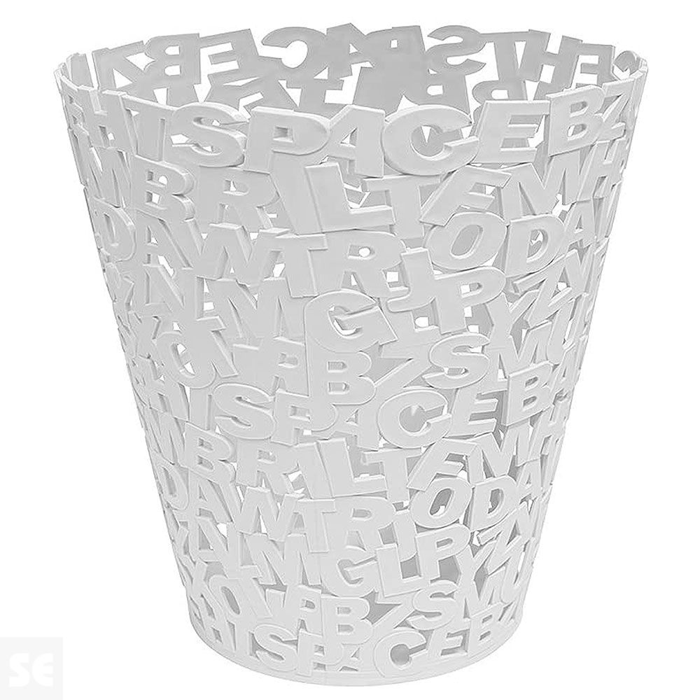 Papelera Letras Plástico Blanco