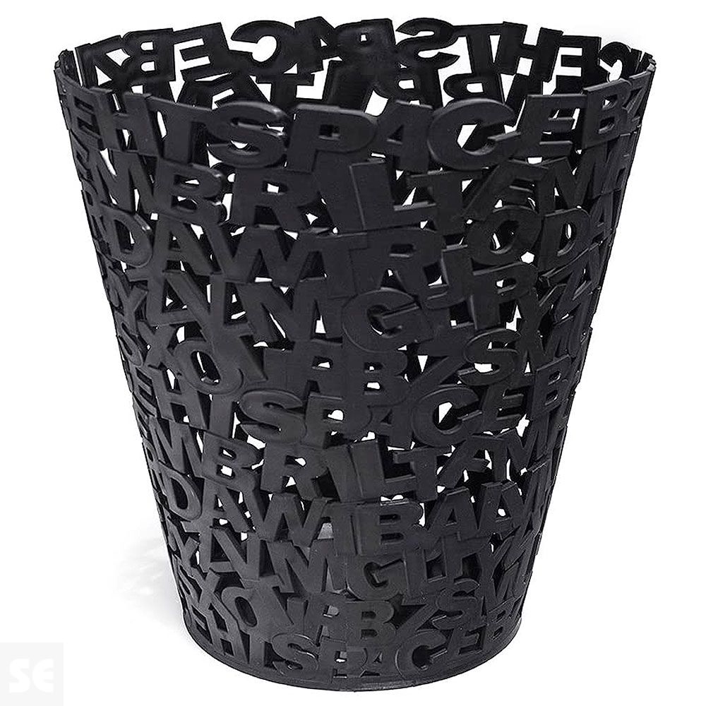 Papelera Letras Plástico Negro