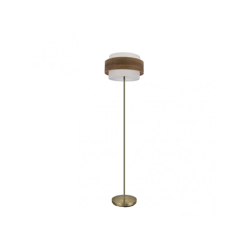 Pie Salon Myriam 1xe27 Cuero/Madera Oscura