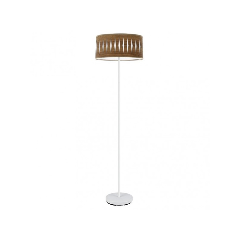 Pie Salon Piron 1xe27 Blanco/madera Oscura 165x40x40 Cm