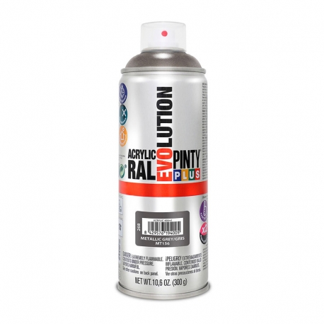 Pintura spray acrilica pintyplus evolution 520cc gris brillo 400ml ral 7011
