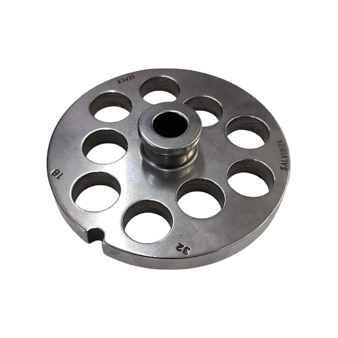 Placa Picadora de carne 32 Taladro 18mm con pivote 1 muesca Inoxidable Enterprise Salvinox Italy
