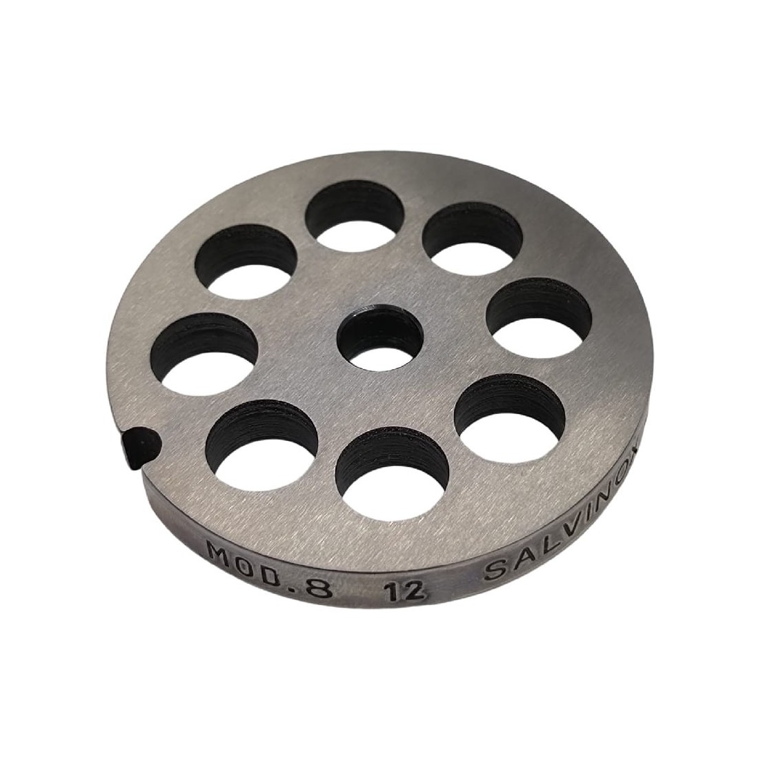 Placa Picadora de carne 8 taladro 12mm sin pivote 1 muesca Inoxidable Enterprise Salvador Salvinox Italy