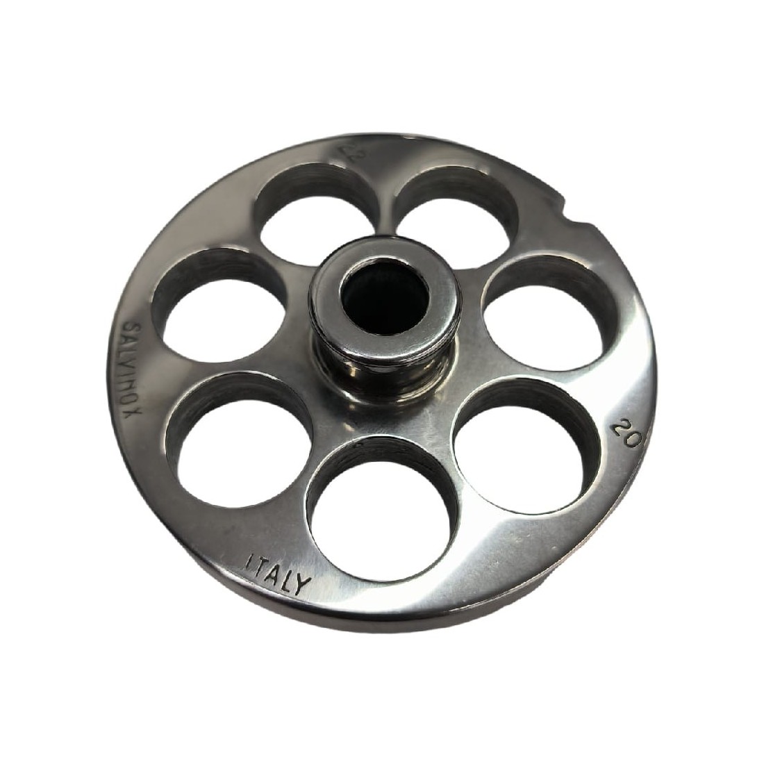 Placa Picadora de carne 22 Taladro 20mm con pivote 1 Muesca Inoxidable Enterprise Salvinox Salvador