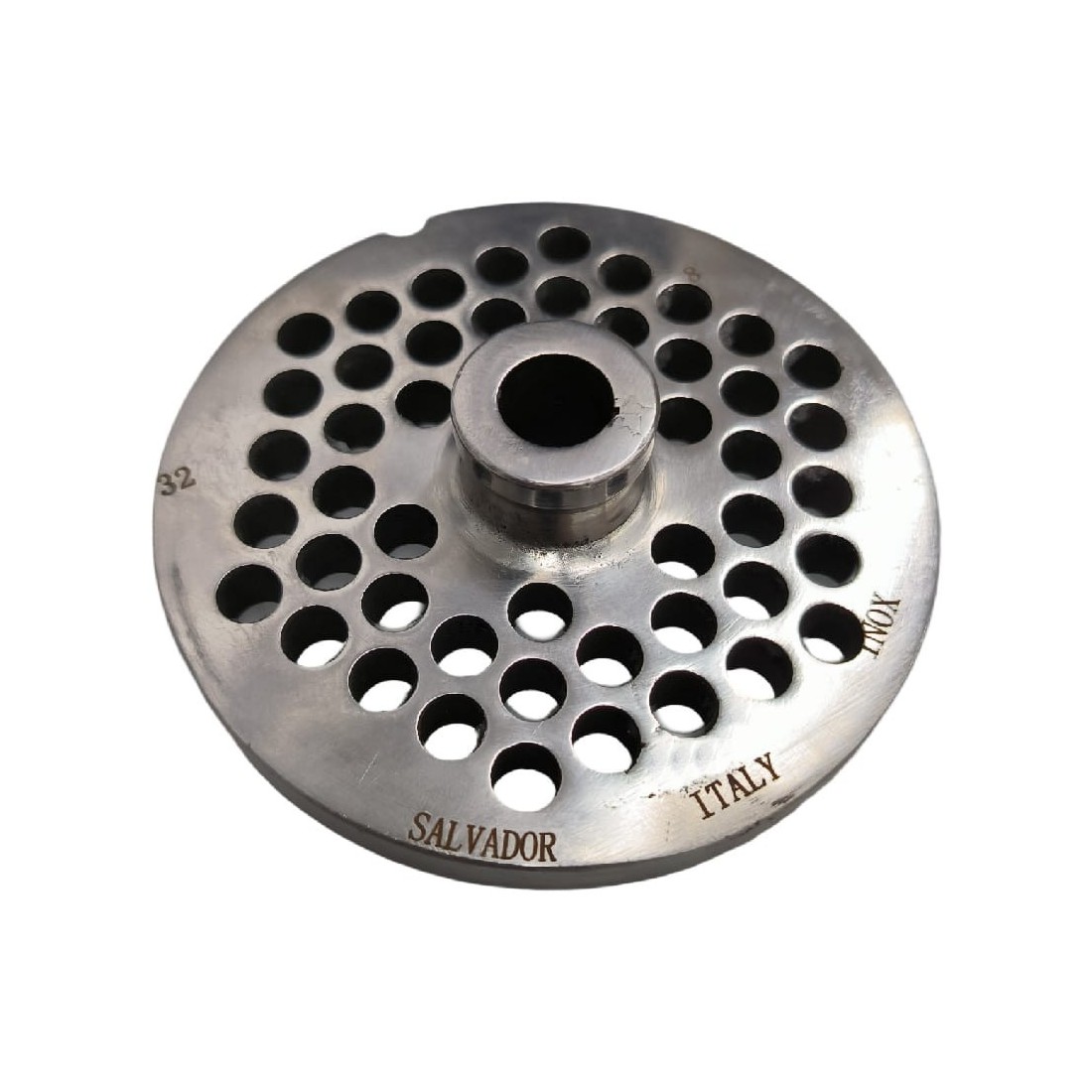 Placa Picadora de carne 32 Taladro 8mm con pivote 1 muesca Inoxidable Enterprise