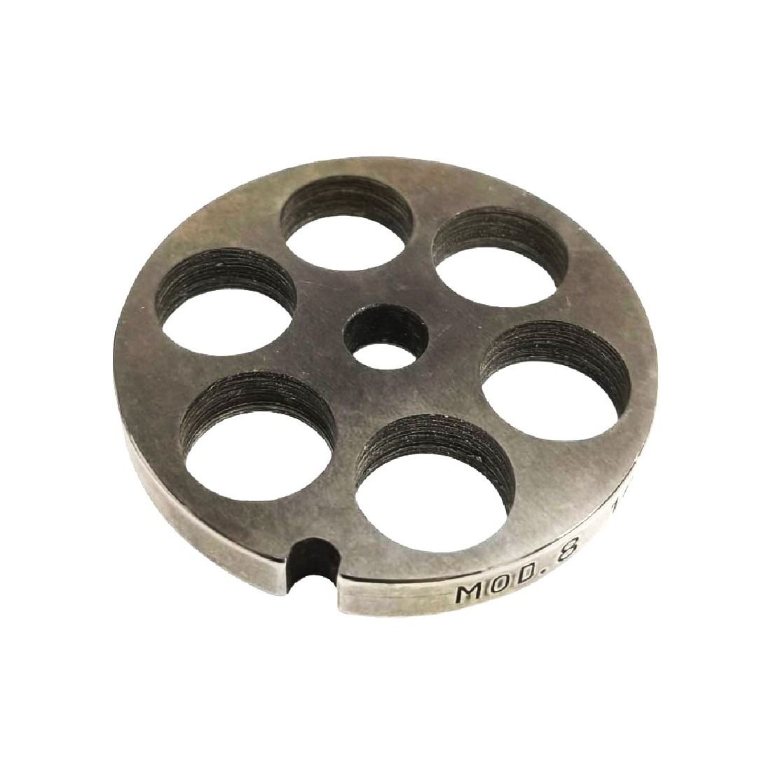 Placa Picadora de carne 8 Taladro 16mm sin pivote 1 muesca Inoxidable Enterprise Salvador Salvinox Italy