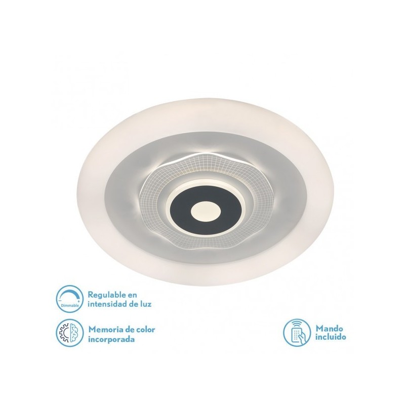 Plafon 78w 3000k, 4000k, 6500k Anthe Blanco/gris 9x50x50cm 10530Lm Regulable, Memoria y C. Remoto