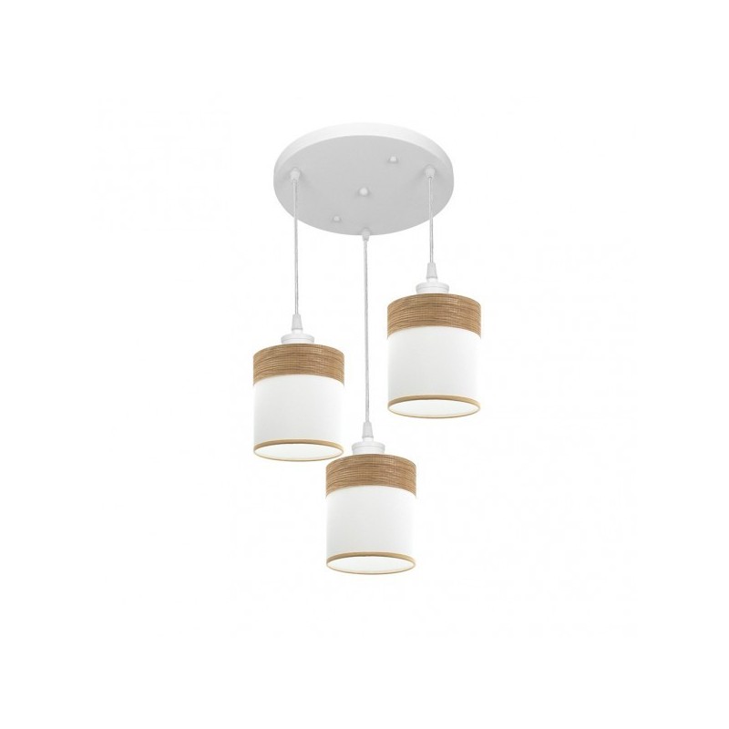 Plafon Cloe 3xe27 Blanco/blanca-madera Clara Regx42x42 cm