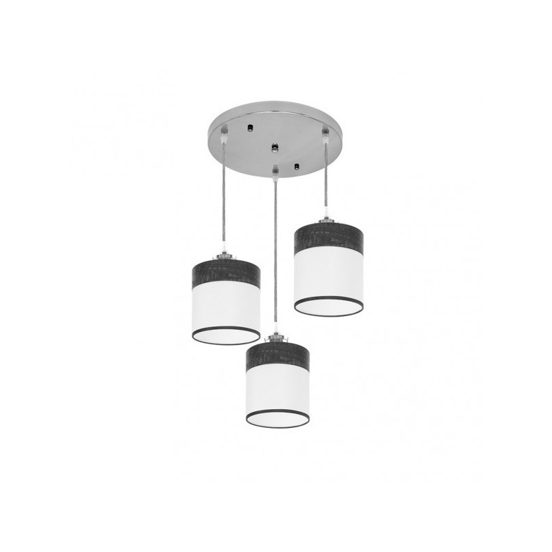 Plafon Cloe 3xe27 Cromo/blanca-madera Negra Regx42x42 cm