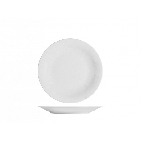 Plato postre porcelana h&h grabado blanco