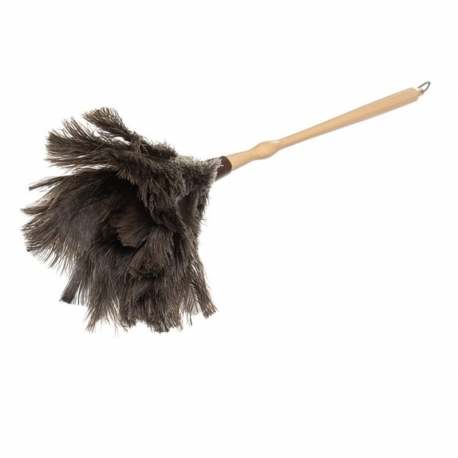 Plumero avestruz mango madera torneado