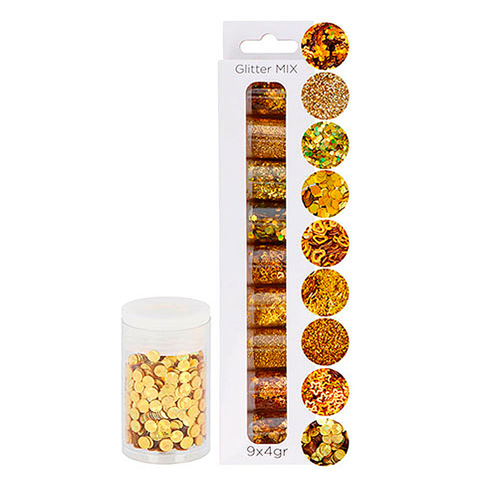 9 Mini 4gr. Purpurina Surtido Doradas