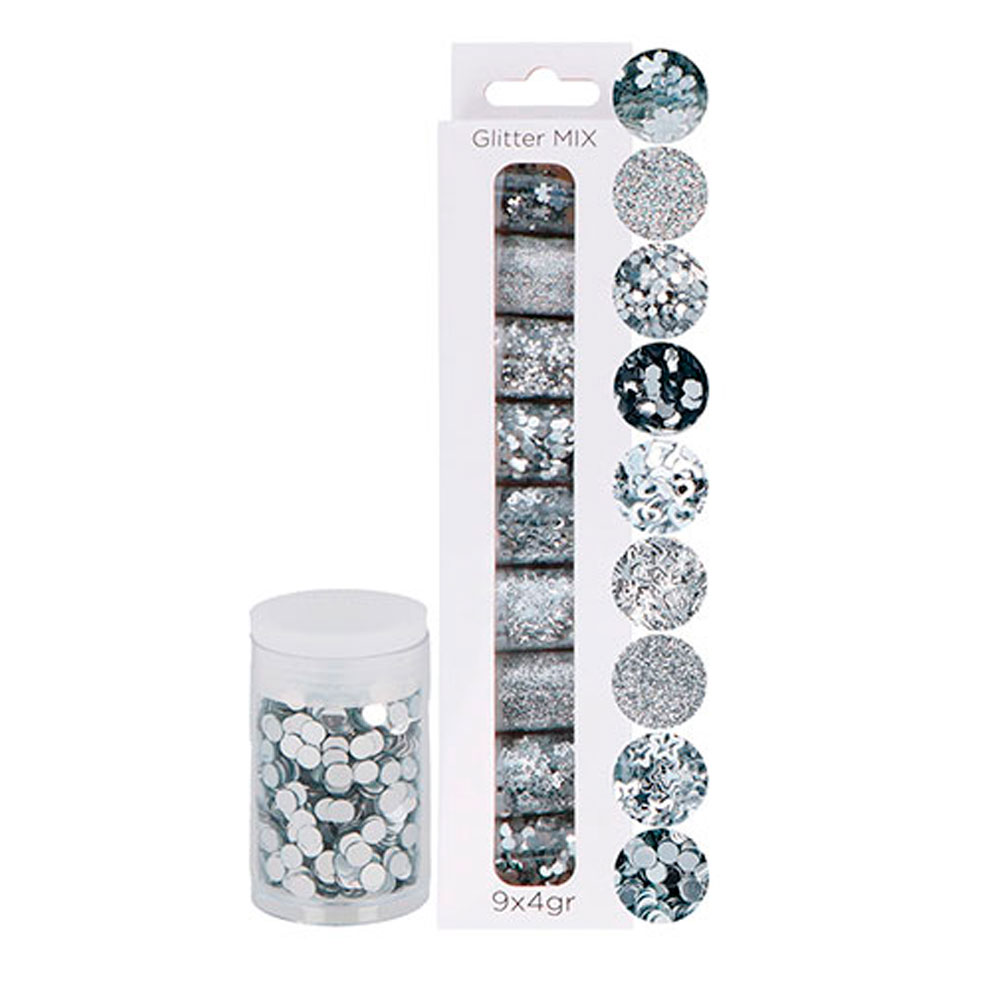 9 Mini 4gr. Purpurina Surtido Plateada