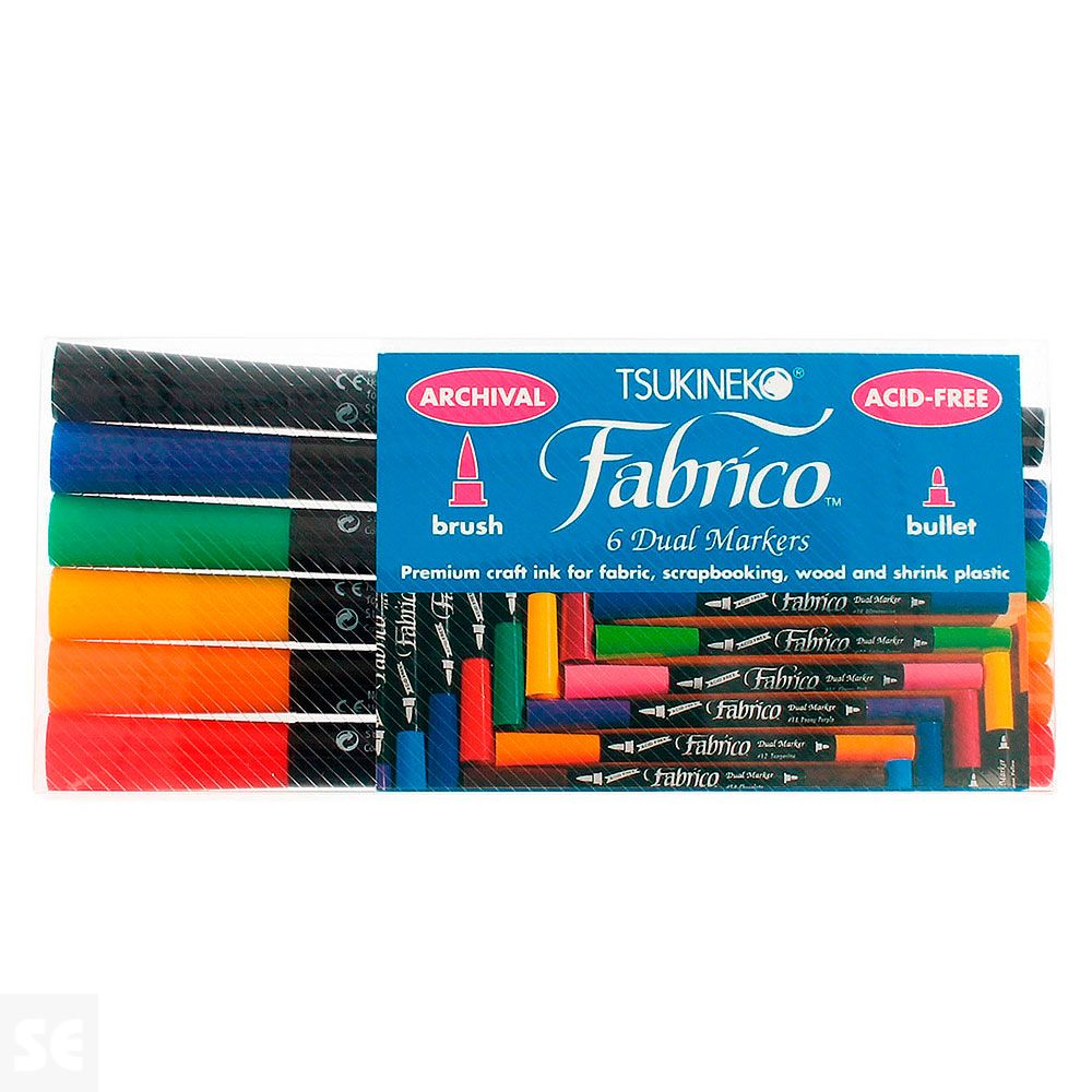 Rotulador Textil Fabrico D/Punta Estándar 6u. 3,8mm/2,3mm