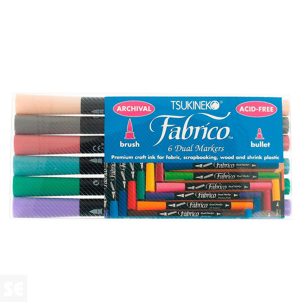 Rotulador Textil Fabrico D/Punta Tonos Pastel 6u. 3,8mm/2,3mm