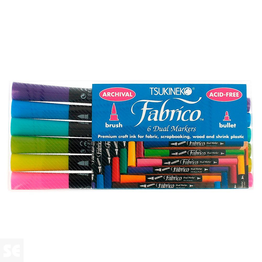 Rotulador Textil Fabrico D/Punta Gemas 6u. 3,8mm/2,3mm