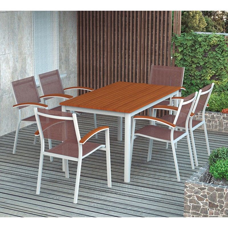 Silla Aluminio/Textilene. Brazo Madera