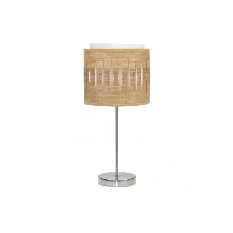 Sobremesa Alexandra 1xe14 Niquel/madera Clara 42x17x17 Cm