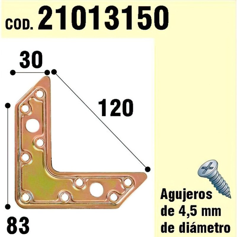 Soporte Para Madera Placa "L"Bicromatado 120 mm. WOLFPACK