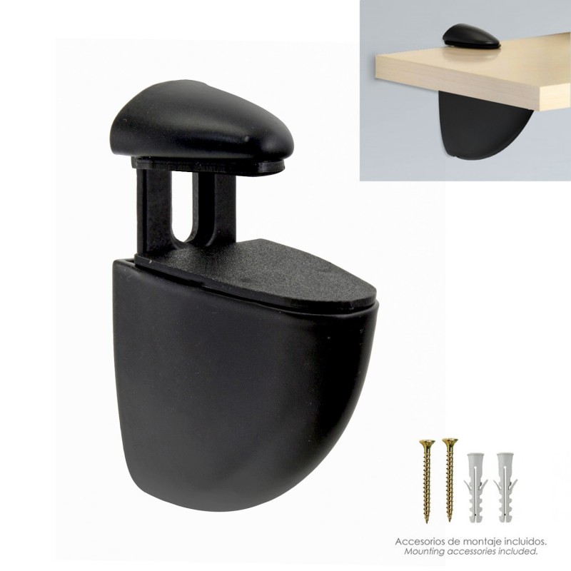 Soporte Pelicano Regulable Para Estante 1 / 20 mm. Negro (1 Pieza) WOLFPACK