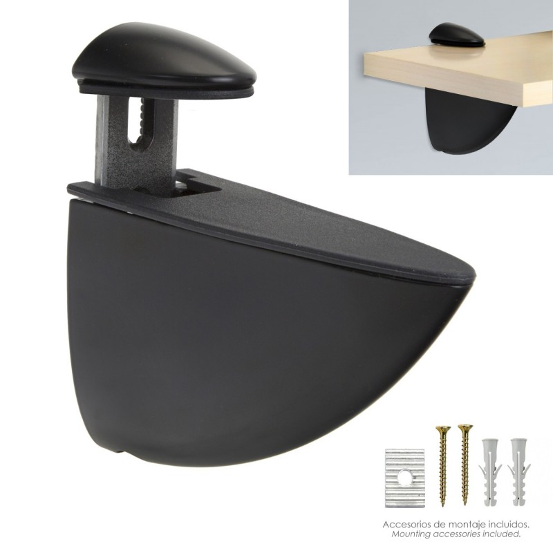 Soporte Pelicano Regulable Para Estante 1 / 35 mm. Negro(1 Pieza) WOLFPACK