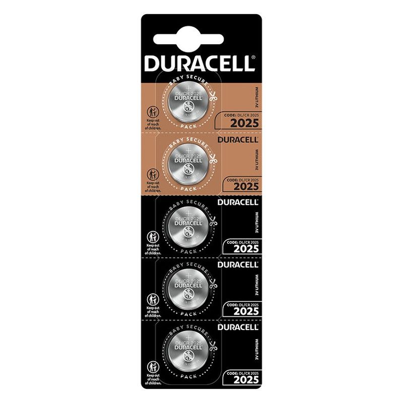 Pila Litio Boton 2025 3V 5 Unid.Duracell 9152R525 Duracell