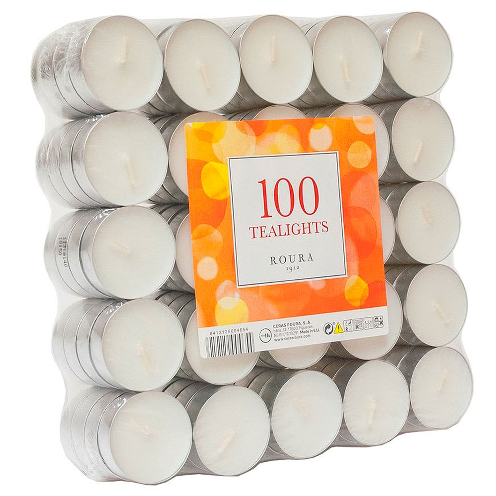 Velas de Té Set 100 uds 4,30 h. Natural